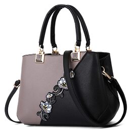 Сумка жіноча DIRRONA сіра: сумка-тоут, сумка через плече з квітковою вишивкою та помпонами для роботи, відпочинку, подорожей, вечірок та весіль