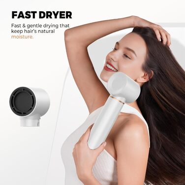 OKWRAP Hairstyler 5 в 1: Набір для укладки волосся, фен з іонами, автоматична плойка, термощітка, випрямляч. Ідеально для випрямлення, сушіння, створення об'єму та локонів. Білий, золотий.