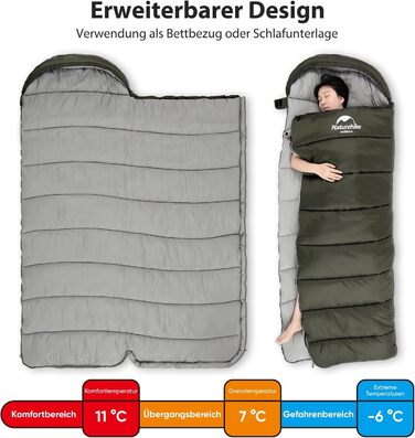 Спальний мішок Naturehike - U-Green, 7°C, для туризму та кемпінгу, підлітків та дорослих