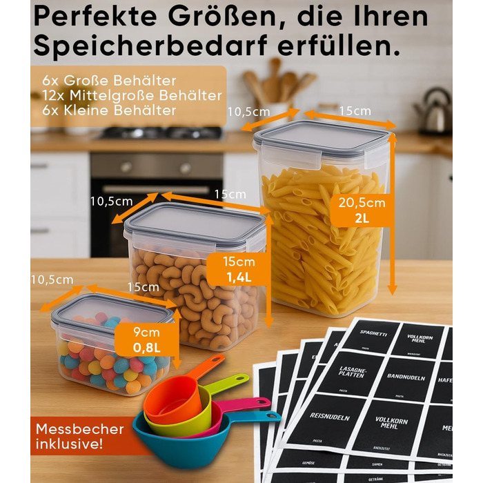 Набір контейнерів для зберігання Deco haus® (24 шт.) з кришкою, чорний - для продуктів, кухні, організації