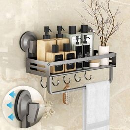 Поличка для душу Onemake з присосками, Дзеркальна поличка для ванної кімнати з ручками, Організатор для ванної кімнати з тримачем для рушників, Матовий чорний (30 см, 1 шт.)