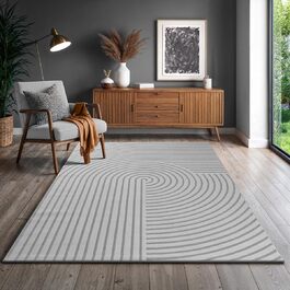 Килим Knight Luxuriöser Wohnzimmerteppich: Елегантний килим для вітальні з коротким м'яким ворсом, 3D-ефект, сірий, 80 x 150 см