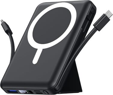 Power Bank Azmuth для iPhone з MagSafe, 10000mAh, бездротова зарядка, LED дисплей, білий/чорний