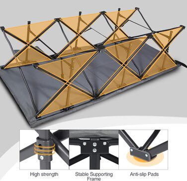 Кемпінгове ліжко REDCAMP XL з матрацом для дорослих, 226 кг, широке, міцне, розкладне, для відпочинку на природі, для гостей, офісу, дому (темно-сірий 2xl)