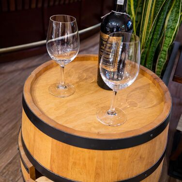 Wine Barrel Stand with Door - Alcohol Cabinet, Bottle Shelf, Wooden Shelves - Wine Barrel - Barrel Furniture - Wine Rack - Wine Rack - Wine Bar - Barrel Bar with Door - Barrel Bar Minibar 80cm High (Oak)