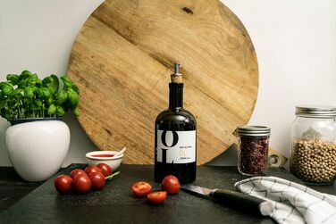 Lifestyle Lover Olive Oil Bottle - Antique Green Glass Apothecary Bottle with Stainless Steel Pourer for Oil & Vinegar (OIL 500ml)