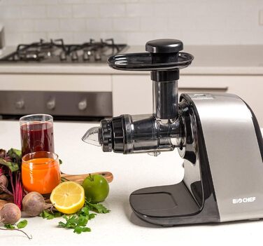 Соковижималка BioChef Axis Compact горизонтальна, 150 Вт, 80 об/хв, для пшениці та листової зелені, червона