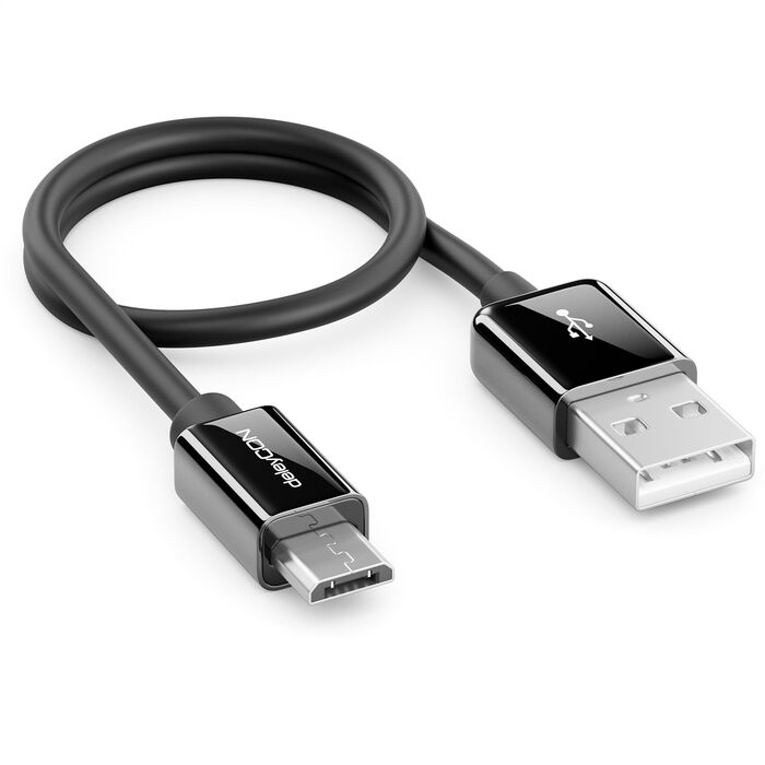 Кабель Micro USB deleyCON 0.15м для Android, смартфонів, планшетів, MP3 плеєрів, камер (Чорний)
