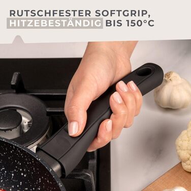 Набір сковорідок Fackelmann Marble 20 см та 24 см з антипригарним покриттям, з 90% переробленого алюмінію, ергономічні ручки, індукційні сковороди для смаження та тушкування (вок, 28 см)