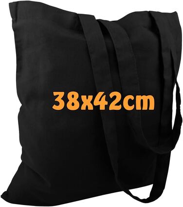 10 Cotton Bags | 38x42 cm | Unprinted | With two long handles | Paintable | Öko-Tex 100 certified | Jute bag | Fabric bags