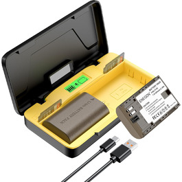 Зарядний пристрій ENEGON LP-E6/LP-E6N 20W з двома акумуляторами (2x 3000mAh) для Canon EOS 5D, 6D, 7D, 60D, 70D, 80D, 90D, XC10, XC15, з LCD-дисплеєм