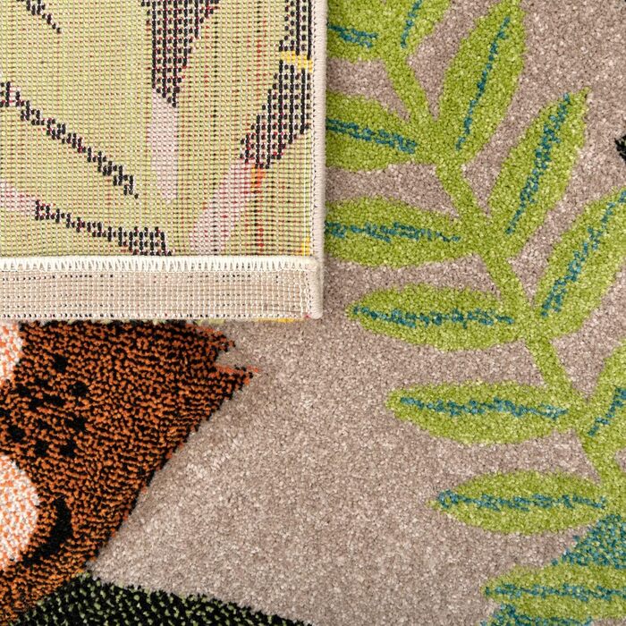 Дитячий килим TT Home Джунглі Зоо Тварини Жираф Змія Лев Мавпа Зелений 140x200 см (160x230 см, Бежевий Джунглі)