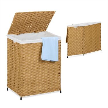 Relaxdays Laundry Basket Rattan-Look 90 L