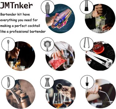 Набір бармена Schwarz (Чорний) зі стійкою для коктейлів - професійний шейкер для приготування напоїв