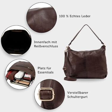Сумка Gusti Shopper Leder Hannah - жіноча шкіряна сумка-шопер через плече (Каштановий)