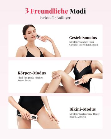 Пристрій для епіляції IPL Laser - Безболійна епіляція вдома: 9 рівнів, 999 900 імпульсів світла для тіла, обличчя та бікіні. Рожевий колір