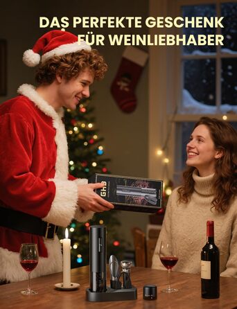 Електричний відкривачка для вина GHB 6-в-1 з USB-зарядкою, різець фольги, виливає вино та вакуумний затвор - ідеальний подарунок для поціновувачів вина (8-в-1)