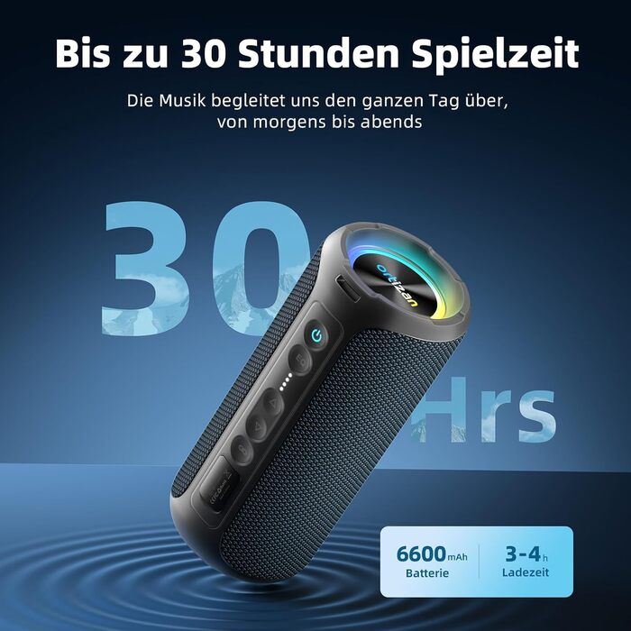 Ortizan X8Pro 40W Bluetooth колонка з мікрофоном, RGB підсвічуванням, водонепроникна IPX7, 30 годин програвання - Navy