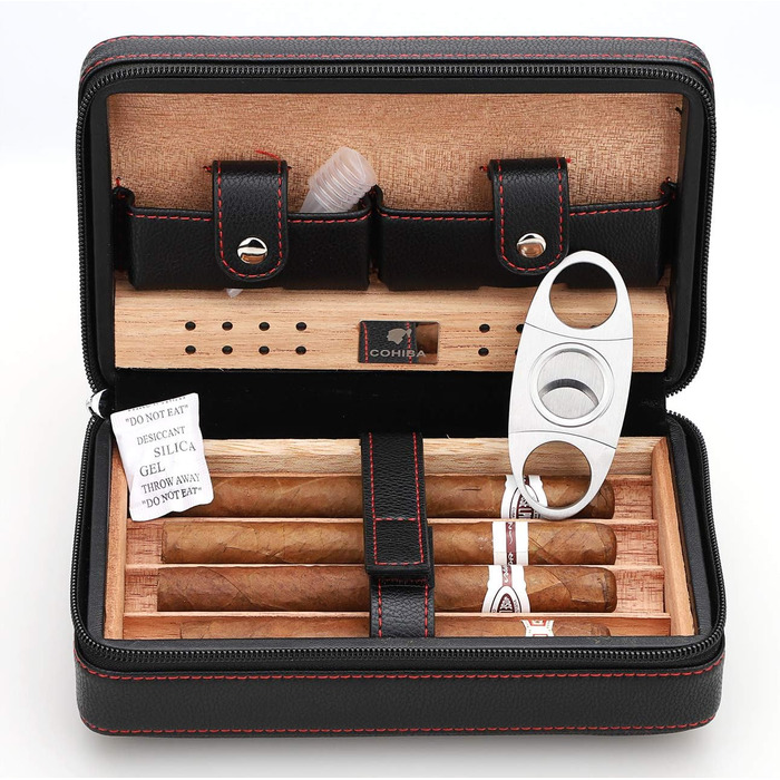 Чохол для сигар Time C Club з натуральної шкіри, портативний, з різаком та зволожувачем, подарунок для друзів нареченого, на день народження, на День батька, на річницю