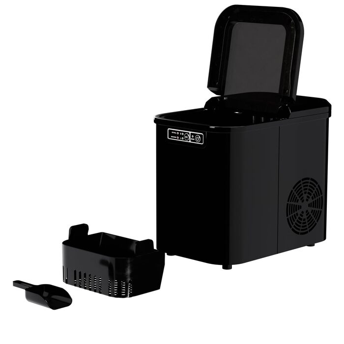 Льодогенератор Tronitechnik® 12 кг/24 год, резервуар 2.2 л, 2 розміри кубиків льоду, самоочищення, чорний