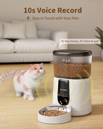 Автоматичний годівниця для котів PUPPY KITTY з камерою 1080P, WiFi, відео, аудіо, нічне бачення, миска з нержавіючої сталі, 1-8 прийомів на день