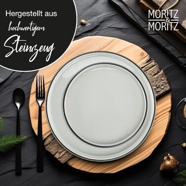 Moritz & Moritz SOLID UNI Dinnerware Set for 12 People Grey, 36-Piece - Modern Stoneware Dinner Set - Microwave & Dishwasher Safe, Dinnerware, Tableware, Combination Service for 12 People Grey Dinnerware Set (12 pcs)