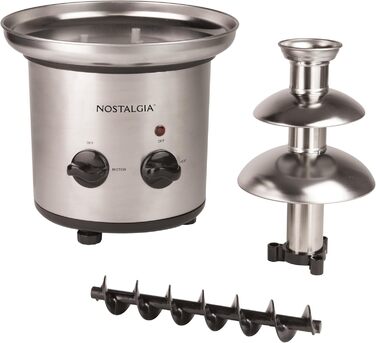 Шоколадний фонтан Nostalgia 3-Tier для вечірок – розтоплює сир, кесо, цукерки та лікер. Ідеально для занурення фруктів, овочів та десертів. Об'єм 710 мл, нержавіюча сталь