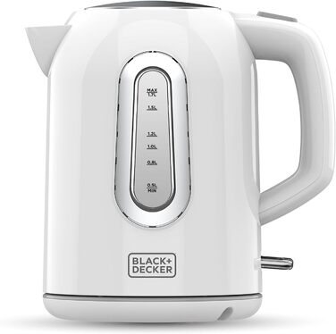 Електричний чайник BLACK+DECKER BXKE2202E, 2200W, 1.2L, поворотний на 360°, зручний для лівшів, з автовимкненням