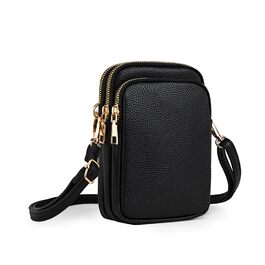 Сумка жіноча Mini Tasche на плече для телефону: кросбоді, гаманець, для iPhone 16 Pro Max/Samsung/Xiaomi до 7.5' - чорна