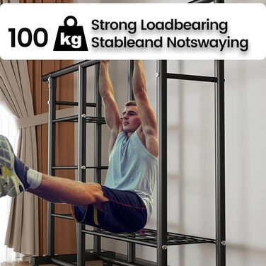 Легкий металевий вішак для одягу на колесах з полицями (білий/чорний)