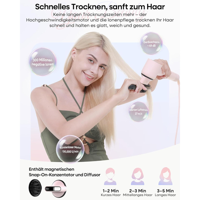 Аirstyler 7-в-1: Фен, плойка, брашинг, термощітка, автоматична завивка, іонізація, захист від пошкоджень, рожевий