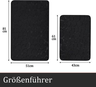 Набір килимків для ванної кімнати chakme (2 шт.), пам'ятна піна Cobblestone, поглинаючі протиковзкі килимки для підлоги, ванни та туалету, чорні