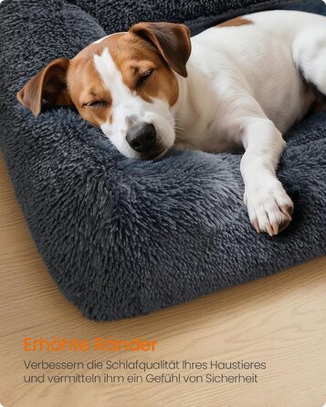 Ліжко для собак Feandrea, 71 x 55 x 18 см, м'яке лежання, корзина для собак, знятний чохол, антиковзаюча поверхня, Ombré сірий PGW271G01