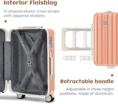 Набір валіз Joyway: велика валіза з ABS-пластику, 4 колеса, TSA-замок, сумка для ручної поклажі та кульбага (Рожевий)