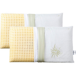 Набір з 2 подушок EVERGREENWEB 40x80 см, 18 см, ортопедичні, Memory Foam, знімний чохол Aloe Vera і бавовна, для болю в шиї, медичний виріб