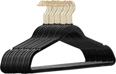 25 вешалок для одежды из бархата черного цвета с золотыми крючками, антискользящее покрытие, StickandShine