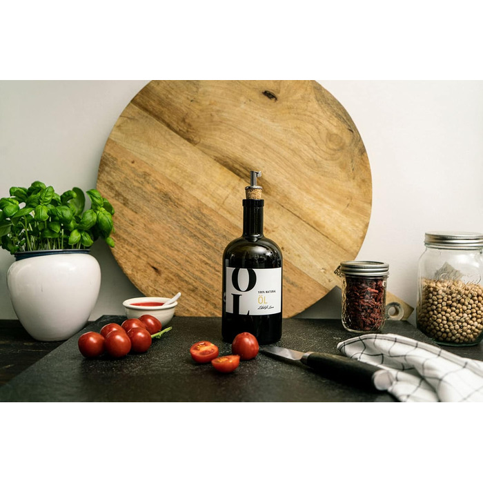 Lifestyle Lover Olive Oil Bottle - Antique Green Glass Apothecary Bottle with Stainless Steel Pourer for Oil & Vinegar (OIL 500ml)