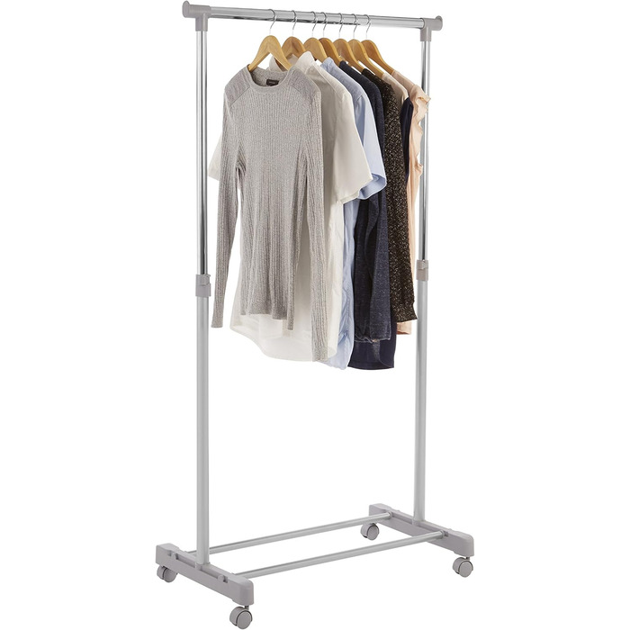 Premier Housewares Clothes Rail with Wheels, Chrome, Plastic, Grey, 43x80x152