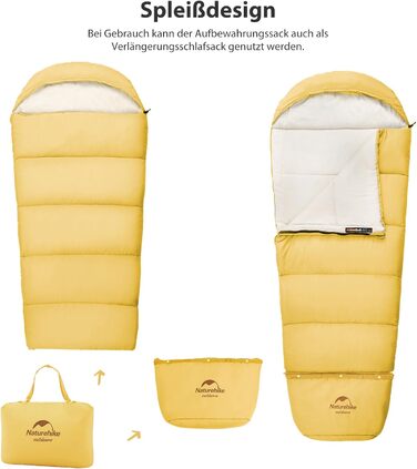 Дитячий спальний мішок Naturehike C100-Gelb для кемпінгу та подорожей (бавовна)