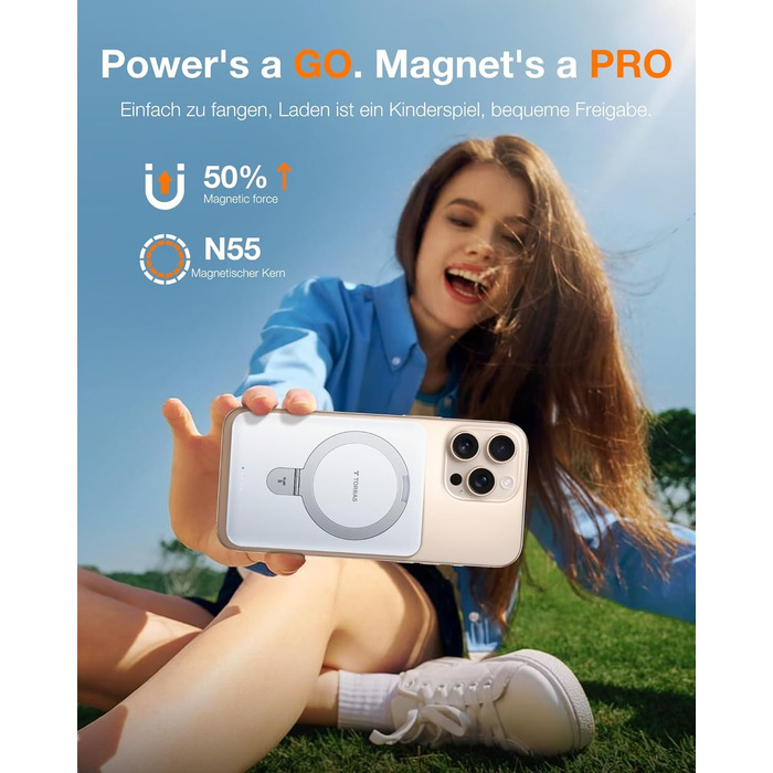 TORRAS Power Bank 5000mAh з MagSafe, 22.5W PD, USB-C, для iPhone 17 Pro Max та інших моделей