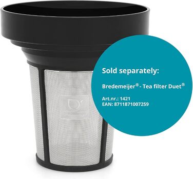 Bredemeijer Classic double-walled stainless steel teapot, 1.2 Liter, black handle