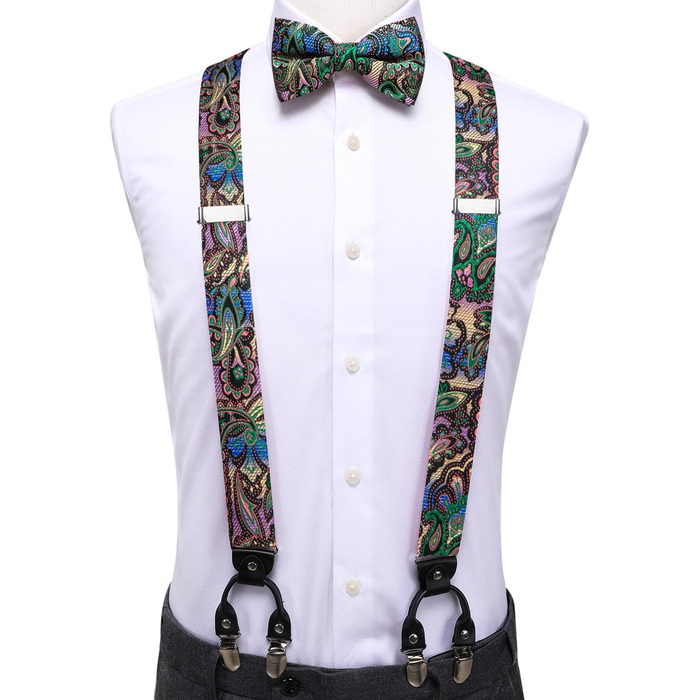 Чоловіча краватка Dubulle з квітковим візерунком Paisley, шовкова краватка для чоловіків, смугаста, комплект краватки та нагрудного хустинки для весілля, бізнесу (A Multi Green)