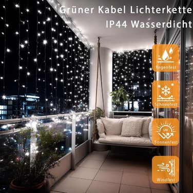 Гірлянда світлодіодна для прикраси саду, дому, на Різдво, 30м, 230 LED, тепле біле світло, 8 режимів, з пультом, вологостійка