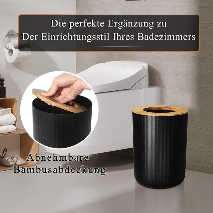 Набір аксесуарів для ванної кімнати GMISUN 6 предметів, чорний: мильниця, дозатор мила, стакан для зубної пасти, відро для сміття, тримач для туалетного йоржика, у стилі Farmhouse Boho