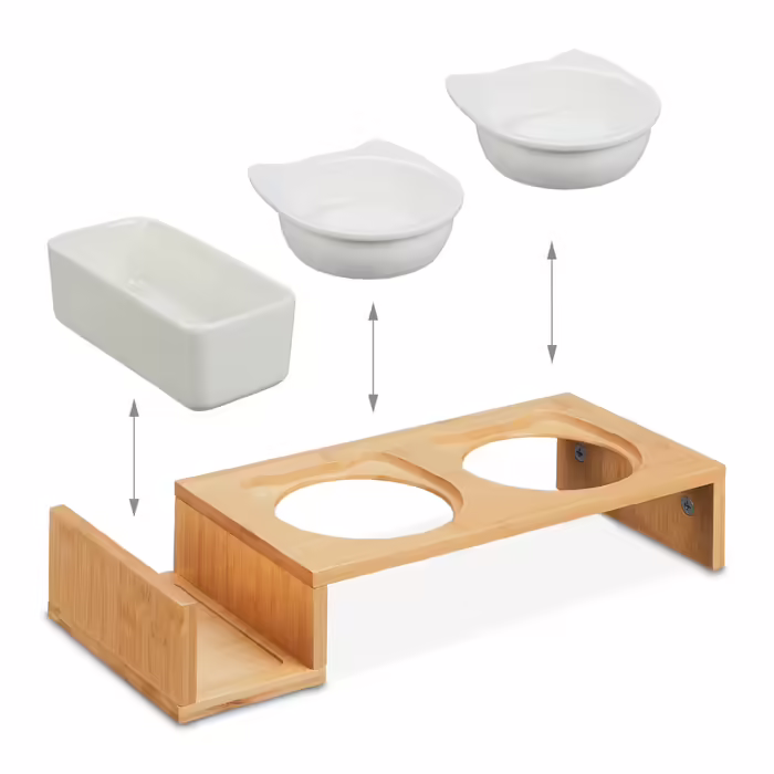 Relaxdays Cat Food Station & Cat Grass Bowl
