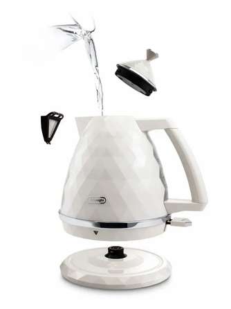 Електричний чайник De'Longhi Brillante KBJX2001W, 2000 Вт, 1,7 л, білий
