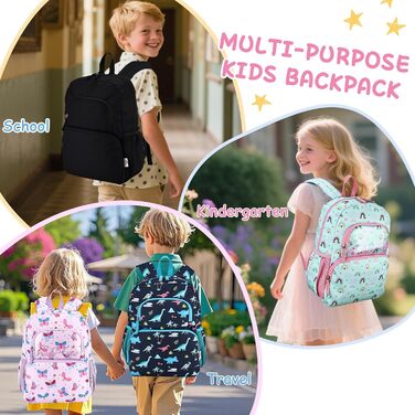 Дитячий рюкзак RAVUO для дівчаток та хлопчиків, шкільний рюкзак з нагрудним ременем, рюкзак для дітей 3-8 років, рюкзак у вигляді єдинорога/динозавра, 1 клас, кольоровий