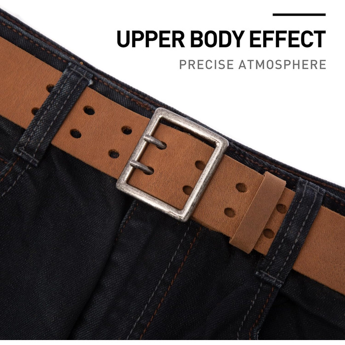 Чоловічий шкіряний ремінь BISON DENIM: класичний бізнес-ремень для джинсів з металевою пряжкою та подарунковою коробкою (W71812-1zm-braun, 120)