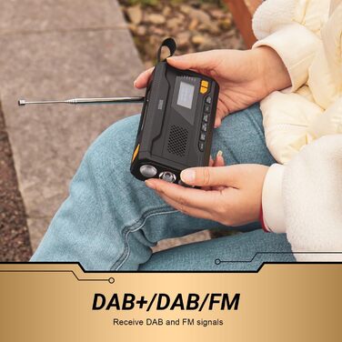 Радіо August MB290B з ручним приводом: DAB/FM/Bluetooth, сонячна панель, Powerbank 4500mAh, LED ліхтарик, таймер сну, SOS-сигнал, радіо для кемпінгу, походів та надзвичайних ситуацій