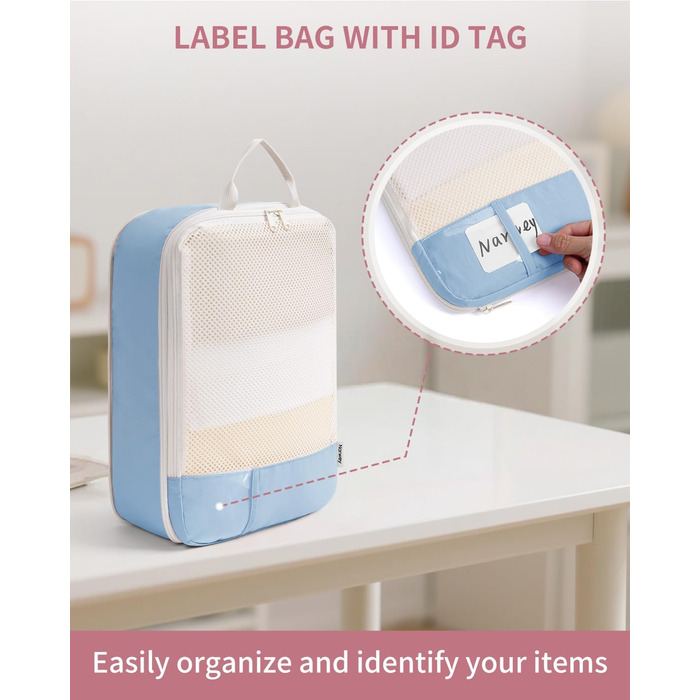 Набір органайзерів для валізи Narwey (6 шт.) з компресією, салатовий